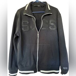 Sean John Black Zip-Up Men's Sweater/Jacket Vintage Style Size Large